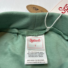 Load image into Gallery viewer, Unisex Sprout, green organic cotton shorts, elasticated, NEW, size 1,  