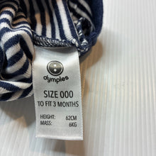 Load image into Gallery viewer, Unisex Dymples, navy cotton organic cotton bodysuit / romper, EUC, size 000,  