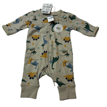 Load image into Gallery viewer, Unisex Anko, organic cotton blend zip romper, dinosaurs, NEW, size 00000,  