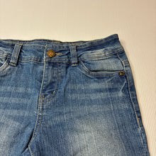 Load image into Gallery viewer, Girls Emerson, blue stretch denim jean shorts, adjustable, GUC, size 10,  