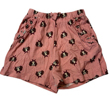 Load image into Gallery viewer, Girls H&amp;M, pink cotton shorts, elasticated, dogs, EUC, size 9-10,  