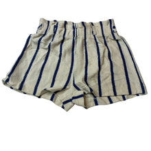 Load image into Gallery viewer, Girls Zara, blue stripe knit shorts, elasticated, GUC, size 8,  