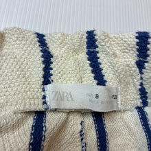 Load image into Gallery viewer, Girls Zara, blue stripe knit shorts, elasticated, GUC, size 8,  