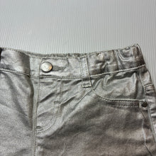 Load image into Gallery viewer, Girls Anko, metallic silver stretch cotton shorts, adjustable, GUC, size 4,  