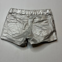 Load image into Gallery viewer, Girls Anko, metallic silver stretch cotton shorts, adjustable, GUC, size 4,  