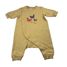 Load image into Gallery viewer, Unisex Uniqlo, yellow stretchy romper, ducks, FUC, size 000,  