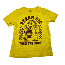 Load image into Gallery viewer, Boys Tilt, yellow cotton tee / top, dinosaur, EUC, size 4,  