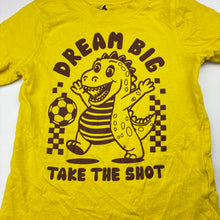 Load image into Gallery viewer, Boys Tilt, yellow cotton tee / top, dinosaur, EUC, size 4,  