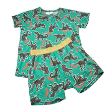 Load image into Gallery viewer, Unisex Bonds, stretchy pyjama top &amp; shorts, dinosaurs, wash fade, FUC, size 8,  