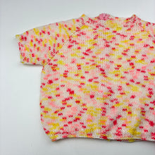 Load image into Gallery viewer, Girls vintage, handmade knit short sleeve sweater, L: 30cm, armpit to armpit: 31cm, GUC, size 3-4,  