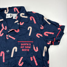 Load image into Gallery viewer, Girls Cotton On, navy cotton Christmas pyjama shirt / top, EUC, size 8,  