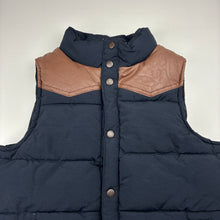 Load image into Gallery viewer, Boys Indie, thick navy puffer vest, faux leather trim, GUC, size 7,  