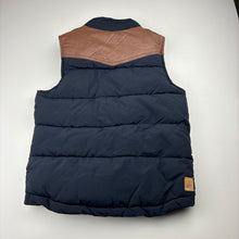 Load image into Gallery viewer, Boys Indie, thick navy puffer vest, faux leather trim, GUC, size 7,  