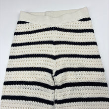 Load image into Gallery viewer, Girls striped, knit pants, elasticated, no labels, Inside leg: 40cm, W: 25cm across unstretched, EUC, size 4-5,  
