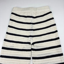Load image into Gallery viewer, Girls striped, knit pants, elasticated, no labels, Inside leg: 40cm, W: 25cm across unstretched, EUC, size 4-5,  