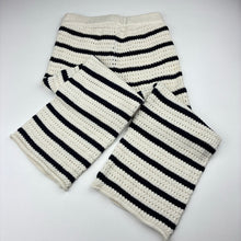 Load image into Gallery viewer, Girls striped, knit pants, elasticated, no labels, Inside leg: 40cm, W: 25cm across unstretched, EUC, size 4-5,  