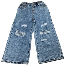Load image into Gallery viewer, Girls SHEIN, ripped wide leg denim jeans, elasticated, Inside leg: 42cm, GUC, size 6,  
