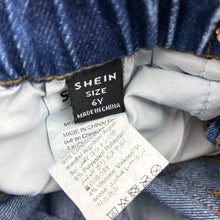 Load image into Gallery viewer, Girls SHEIN, ripped wide leg denim jeans, elasticated, Inside leg: 42cm, GUC, size 6,  