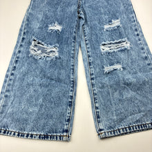 Load image into Gallery viewer, Girls SHEIN, ripped wide leg denim jeans, elasticated, Inside leg: 42cm, GUC, size 6,  