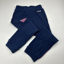 Load image into Gallery viewer, Girls Momi Mini, navy ribbed leggings / pants, mesh panels, elasticated, Inside leg: 39cm, EUC, size 4,  