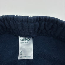 Load image into Gallery viewer, Unisex Anko, navy fleece lined track pants, Inside leg: 32cm, GUC, size 3,  