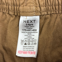 Load image into Gallery viewer, Boys Next, lined cotton cargo pants, elasticated, Inside leg: 34.5cm, GUC, size 3-4,  