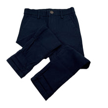 Load image into Gallery viewer, Boys Next, navy stretch cotton chino pants, adjustable, Inside leg: 42cm, EUC, size 4,  