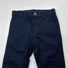Load image into Gallery viewer, Boys Next, navy stretch cotton chino pants, adjustable, Inside leg: 42cm, EUC, size 4,  