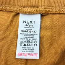 Load image into Gallery viewer, Boys Next, mustard stretchy casual pants, elasticated, Inside leg: 37.5cm, EUC, size 4-5,  