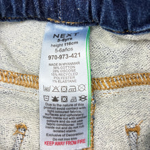 Load image into Gallery viewer, Boys Next, stretch knit denim pants, elasticated, Inside leg: 44cm, EUC, size 5-6,  