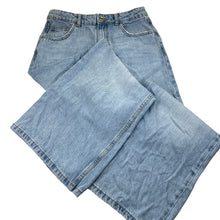 Load image into Gallery viewer, Girls Zara, blue wide leg jeans, adjustable, Inside leg: 64cm, light wear left cuff, FUC, size 12-13,  