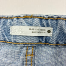 Load image into Gallery viewer, Girls Zara, blue wide leg jeans, adjustable, Inside leg: 64cm, light wear left cuff, FUC, size 12-13,  