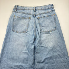 Load image into Gallery viewer, Girls Zara, blue wide leg jeans, adjustable, Inside leg: 64cm, light wear left cuff, FUC, size 12-13,  