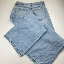 Load image into Gallery viewer, Girls Zara, blue wide leg jeans, adjustable, Inside leg: 64cm, light wear left cuff, FUC, size 12-13,  