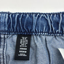 Load image into Gallery viewer, Boys H&amp;M, blue denim jogger jeans, elasticated, Inside leg: 68cm, EUC, size 14,  