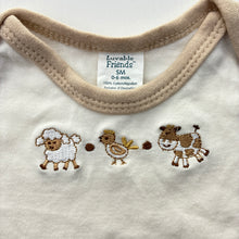 Load image into Gallery viewer, Unisex Luvable Friends, embroidered soft cotton tee / top, farmyard, EUC, size 000-00,  