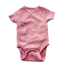 Load image into Gallery viewer, Girls M&amp;S, pink ribbed cotton bodysuit / romper, ducks, EUC, size 0000,  