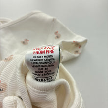 Load image into Gallery viewer, Unisex M&amp;S, white ribbed cotton bodysuit / romper, ducks, EUC, size 0000,  