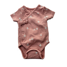 Load image into Gallery viewer, Girls M&amp;S, pink ribbed cotton bodysuit / romper, ducks, EUC, size 0000,  