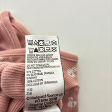 Load image into Gallery viewer, Girls M&amp;S, pink ribbed cotton bodysuit / romper, ducks, EUC, size 0000,  