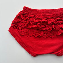 Load image into Gallery viewer, Girls Dymples, stretchy ruffle bloomers / nappy cover, GUC, size 0,  