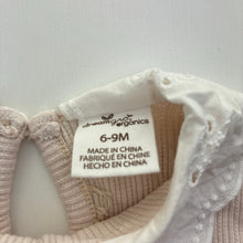Load image into Gallery viewer, Girls Dream Gro Organics, ribbed bodysuit / romper, broderie collar, EUC, size 0,  