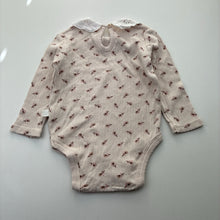 Load image into Gallery viewer, Girls Dream Gro Organics, ribbed bodysuit / romper, broderie collar, EUC, size 0,  