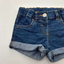 Load image into Gallery viewer, Girls H&amp;T, blue stretch denim shorts, adjustable, GUC, size 1,  
