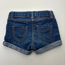 Load image into Gallery viewer, Girls H&amp;T, blue stretch denim shorts, adjustable, GUC, size 1,  