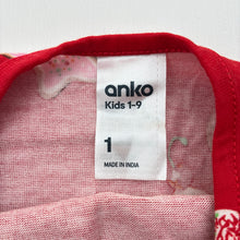 Load image into Gallery viewer, Girls Anko, cotton Christmas playsuit romper, GUC, size 1,  