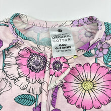 Load image into Gallery viewer, Girls Target, floral organic cotton blend zip coverall / romper, EUC, size 000,  