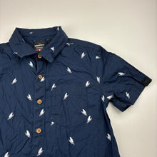 Load image into Gallery viewer, Boys Bauhaus, navy lightweight cotton short sleeve shirt, sharks, EUC, size 8,  