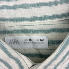 Load image into Gallery viewer, Boys Zara, striped cotton / linen long sleeve shirt, NEW, size 10,  