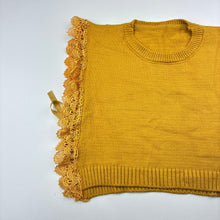 Load image into Gallery viewer, Girls soft feel, knit lace trim top, L: 29cm, EUC, size 10,  